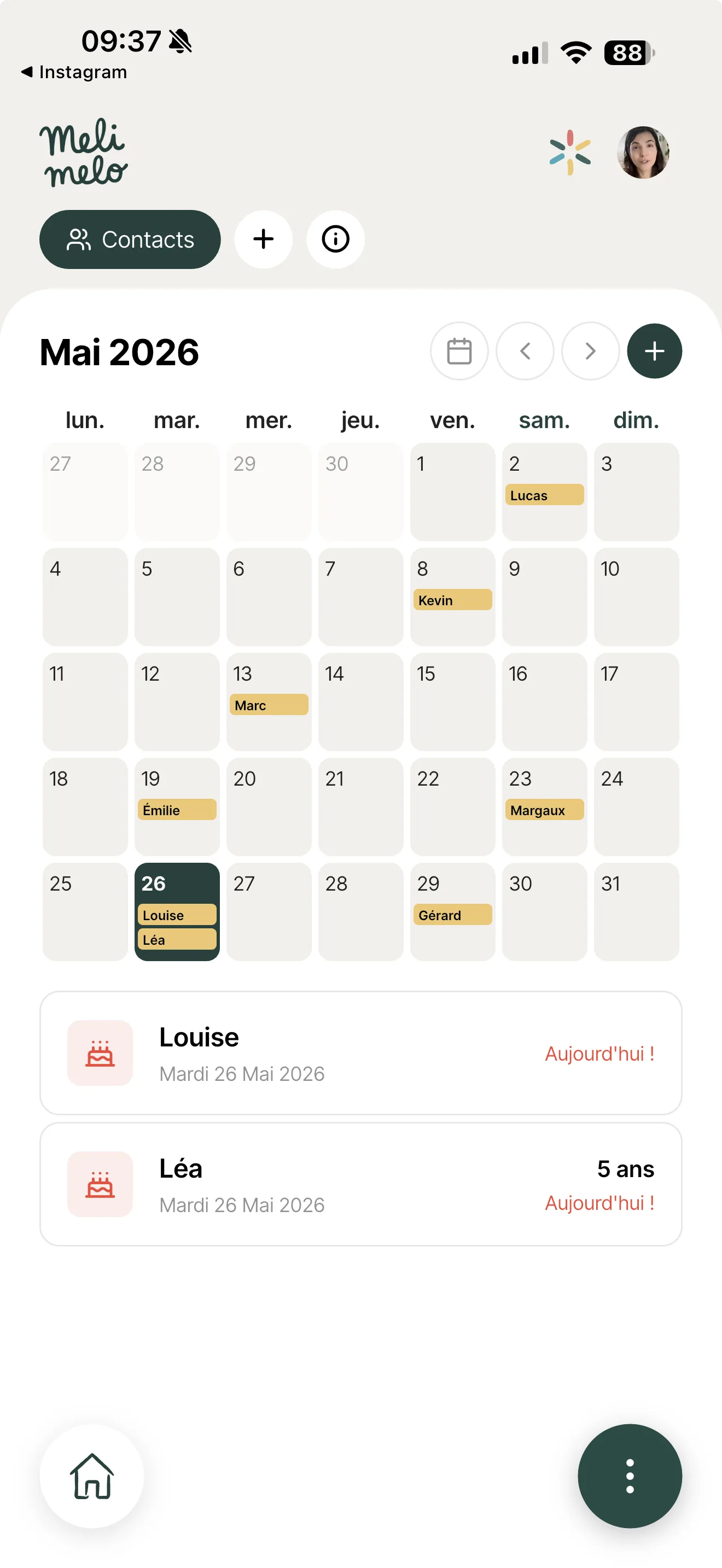 Module Anniversaires sur iPhone