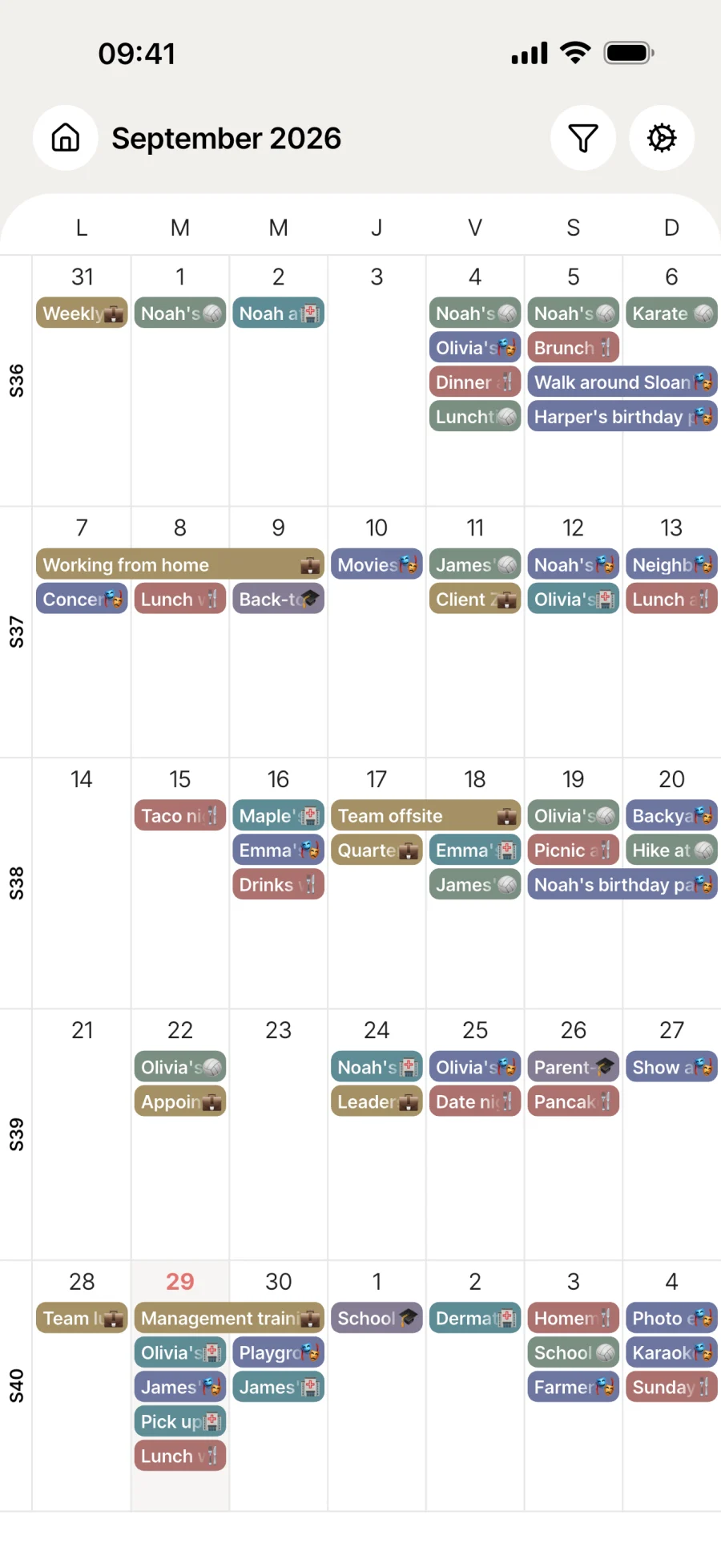 Melimelo auf dem iPhone: Kalender