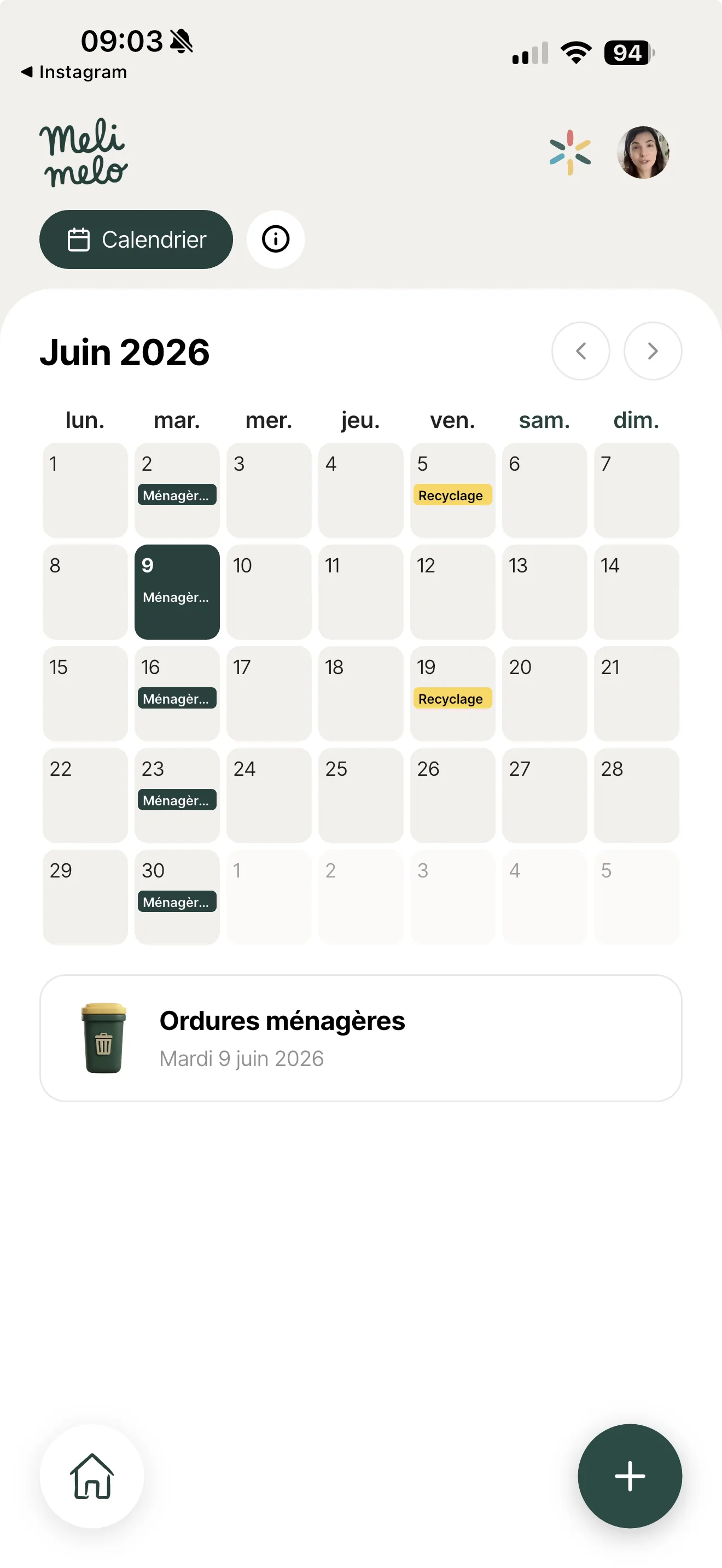 Module Déchets sur iPhone