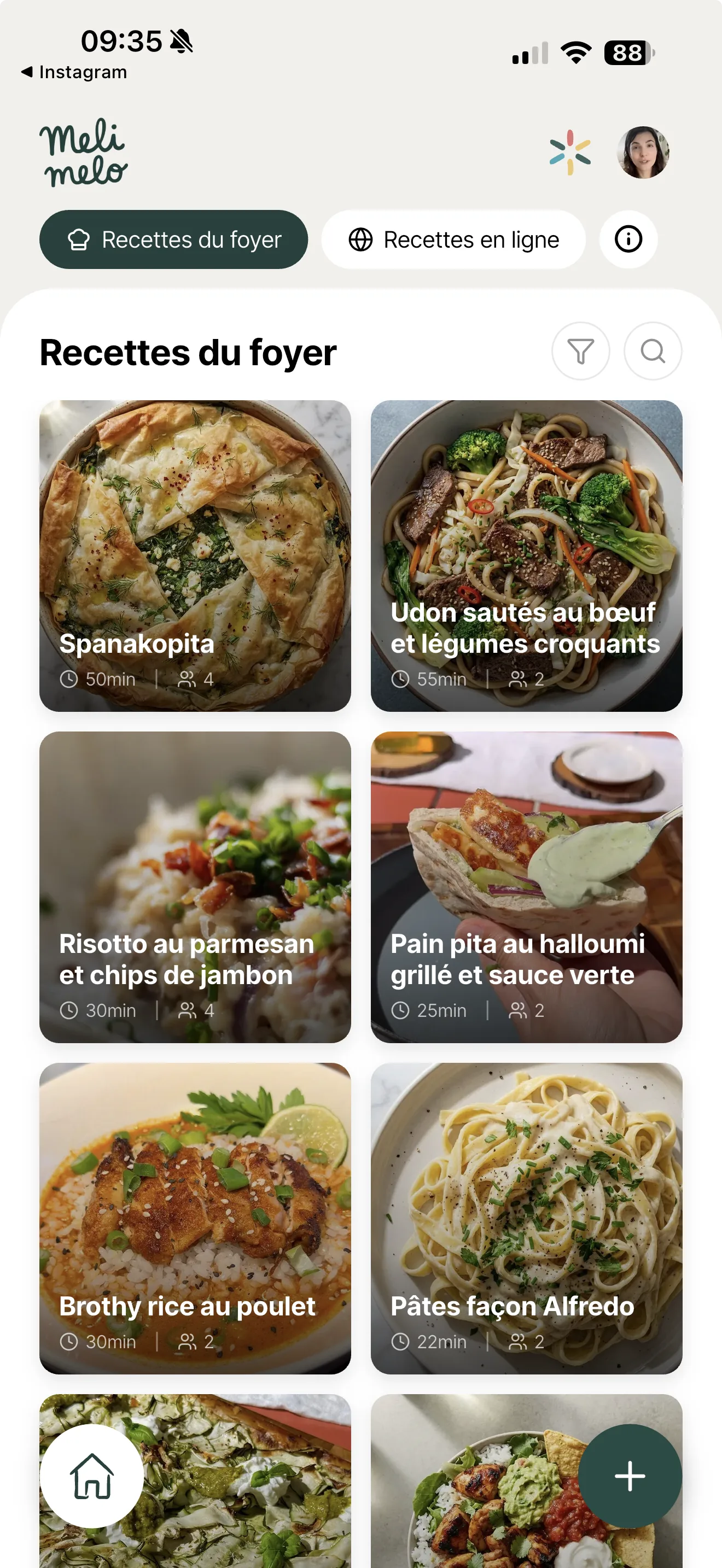 Bibliothèque de recettes Melimelo