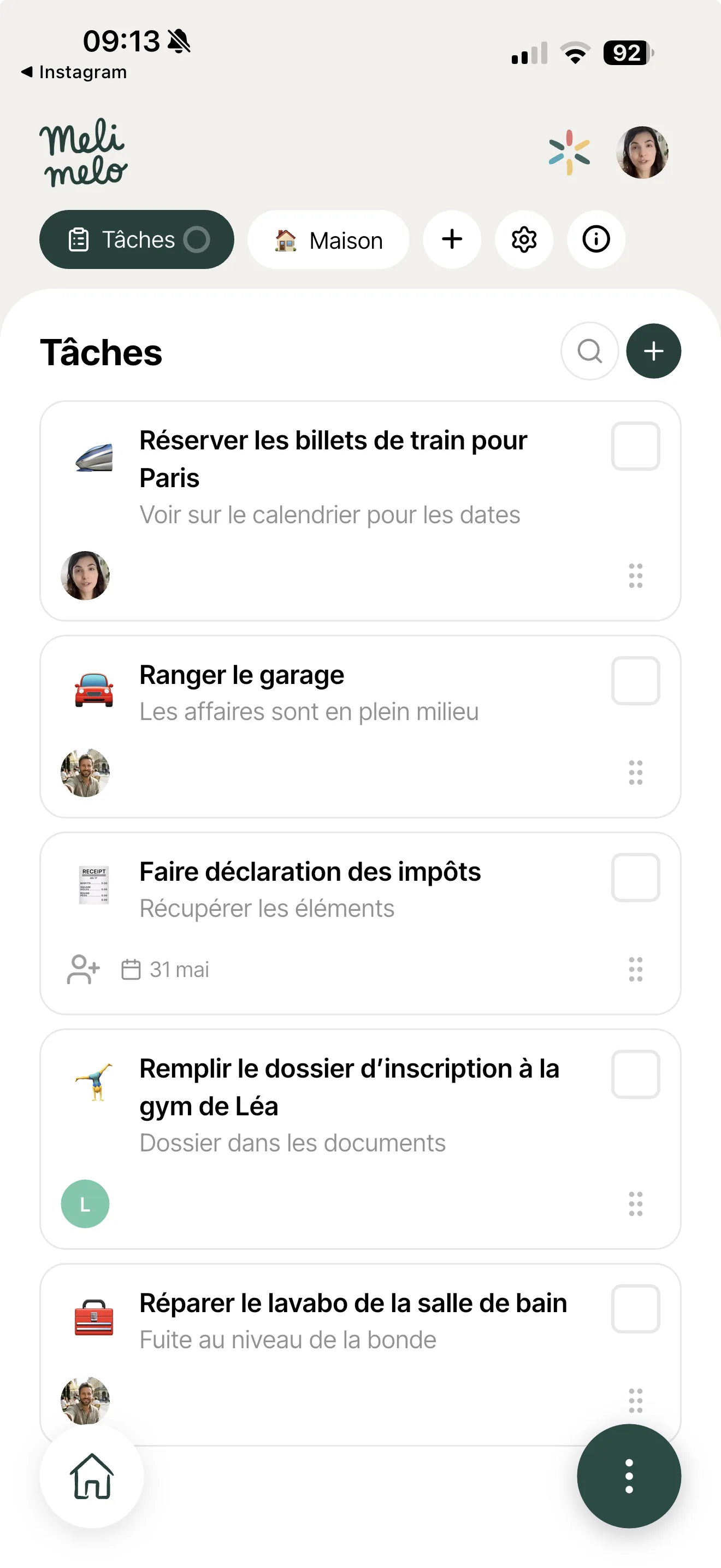 Module Tâches sur iPhone